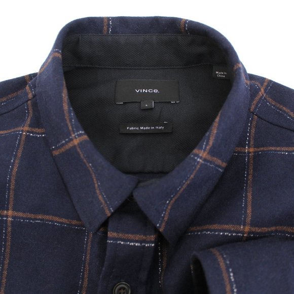 Vince Wool Blend Crosshatch Windowpane Classic Fit Button Down Shirt Jacket XL - Picture 16 of 16